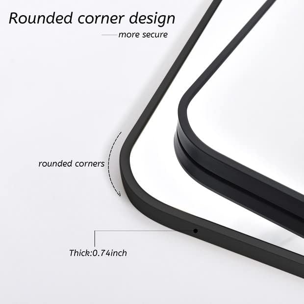 Black Bathroom Mirror, 30" x 40" Wall Mirror with Metal Frame, Decorative Rectangular Vanity Mirror for Bedroom Bathroom Living Room Entryway (Horizontal/Vertical)