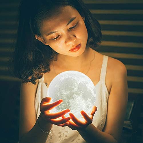 LOGROTATE Moon Lamp, 3D Printing LED 16 Colors Moon Light, Decorative Lights Night Light with Remote&Touch Control and Adjustable Brightness&USB Recharge for Kids Lovers Birthday Gift (6.0 inch)