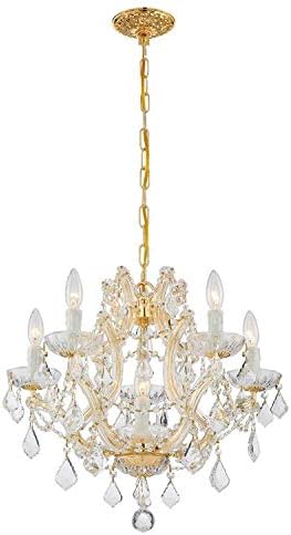 Maria Theresa 6 Light Clear Italian Crystal Gold Chandelier
