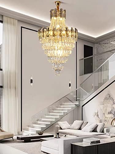 KoKo&Yukina D24 16-Light French Empire Crystal Chandeliers Living Room Crystal Chandeliers High Ceiling Room Chandelier Bedroom Chandelier Lights for Dining Room Foyer Entryway Adjustable Height