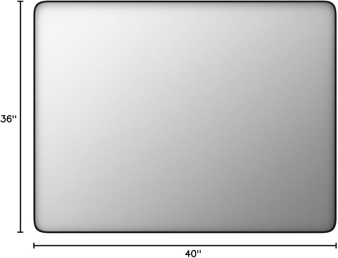 Black Bathroom Mirror 40X36 Inch, Black Metal Framed Mirror for Wall, Rounded Rectangle Matte Bathroom Vanity Mirror with Tempered Glass, Anti-Rust, Horizontal/Vertical