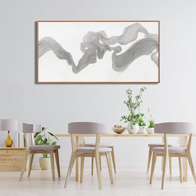 Abstract Wall Art Small Size Framed Home Artwork Decor Modern Minimalist Canvas Painting Abstract Mist Texture Art With White Background Living Room Decor For Bedroom Office Wall Decor 20"X40"