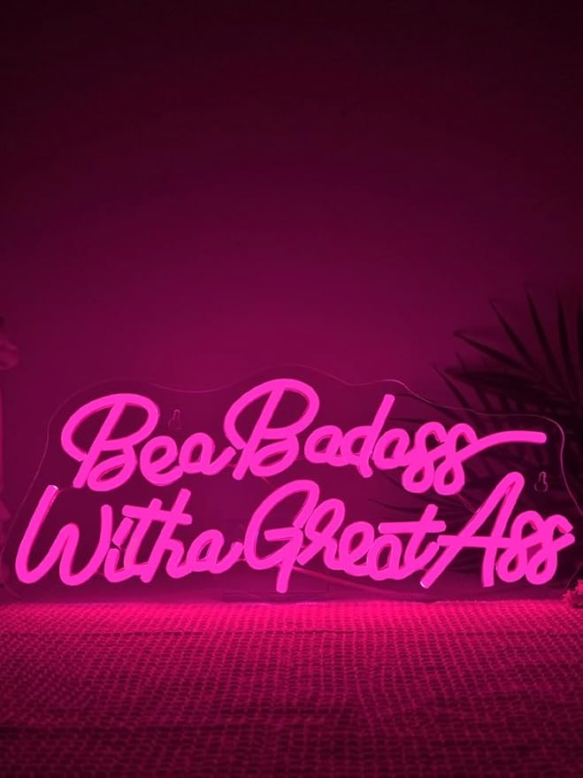 Lucunstar Be a Badass with a Goodass Neon Sign Pink Powered Led Light USB Connectivity Led Neon Light with Dimming Switch for Home Wall Decor Girls Room Decor Party Room Decor