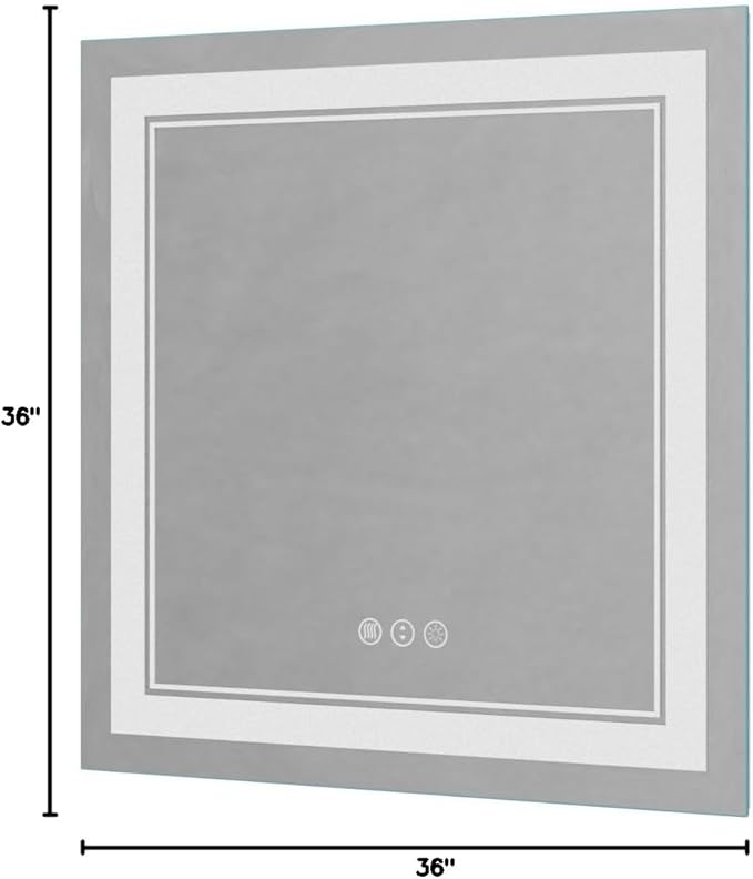 36x36 inch Lighted Bathroom Mirror for Wall,Front Lighted and RGB Backlit LED Bathroom Mirror with Lights,Tempered Glass/Dimmable/Anti-Fog/Square Mirror