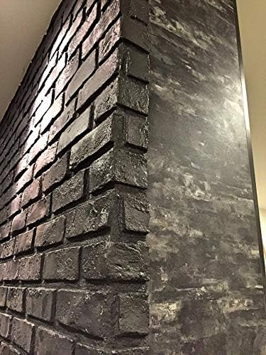 3D Wall Panels Faux Brick Panel for Interior and Exterior Wall Decoration Brick Cladding Pack of 4 Tiles (New London, Black)