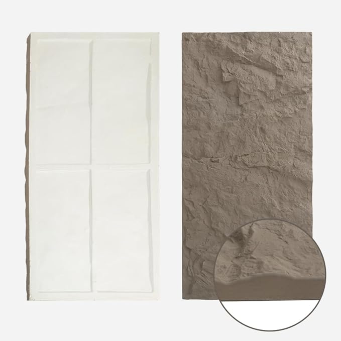 Modern 3D Wall Panels - Faux Stone Look, Waterproof PU Wainscoting for Interior Wall Decor - 4 Pack, 43.31 x 23.62 inches, Grey Color