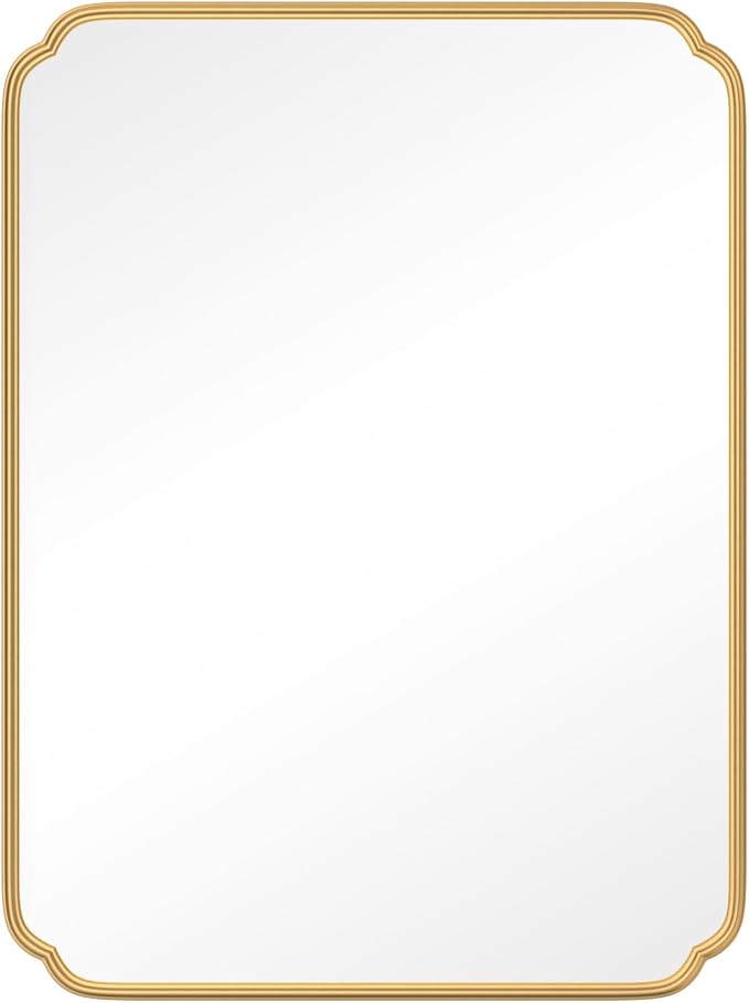 36 x 48 Inch Gold Bathroom Vanity Mirror for Wall with Non-Rusting Metal Frame Large Rounded Rectangle Mirror for Over Sink (Horizontal/Vertical)