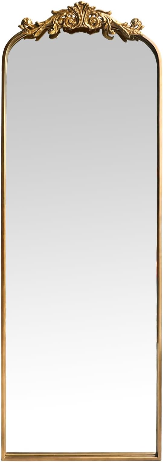 Large Gold Antique Mirror, Tall Arched Floor Mirror,Ornate Design Vintage Wall Mirror Decor for Entryway,Hallway,Living Room,Fireplace 18"X53"