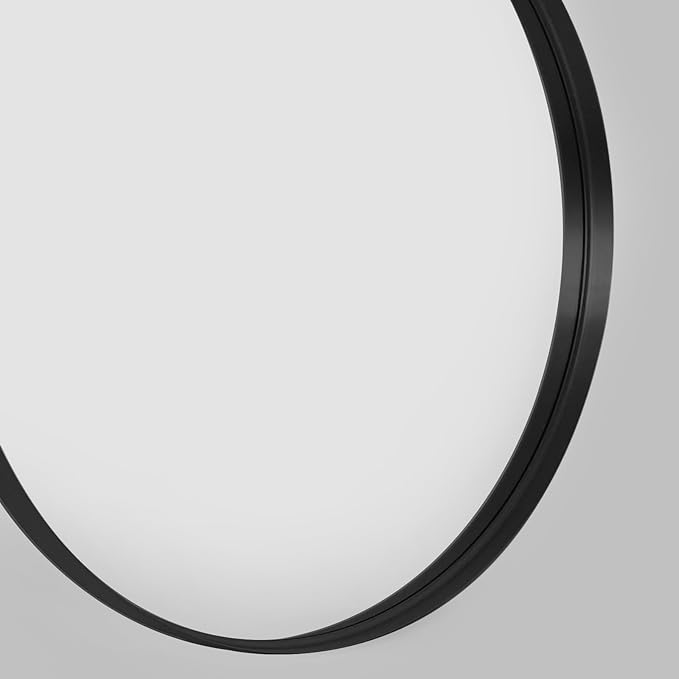 32 Inch Round Bathroom Mirror - Wall Mounted Circle Mirror with Metal Frame, Modern Home Suitable for Bathroom, Vanity, Entryway, Living Room, Wall Decor,Black