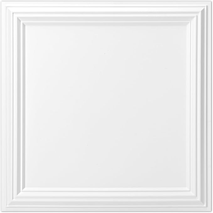 Art3d 24-Pack Drop Relief Ceiling Tiles for Home, Office & Commercial Space, 24 x 24in PVC Waterproof 3D Wall Panels Cover 96 Sq. Ft, White