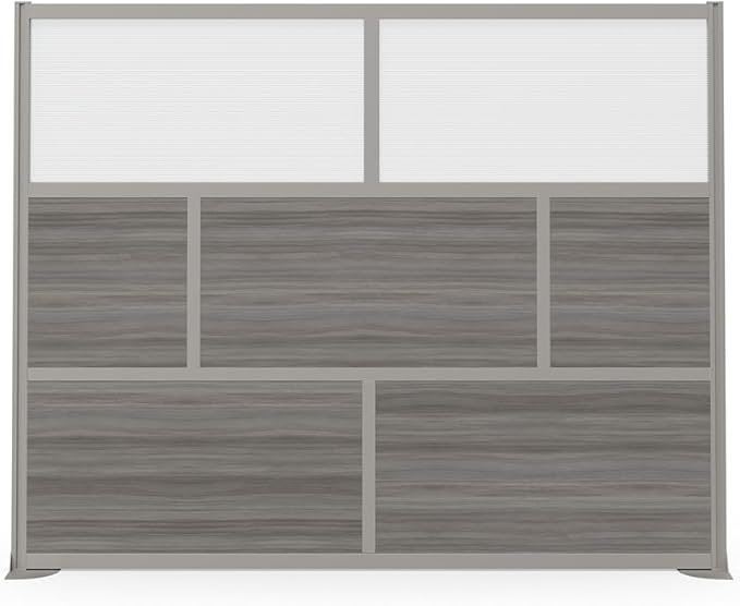 NBF Office Partition Room Divider - 76" H x 96" W Espresso & Warm Ash, Large Privacy Screen, Portable Partition Wall, Free Standing Office Divider