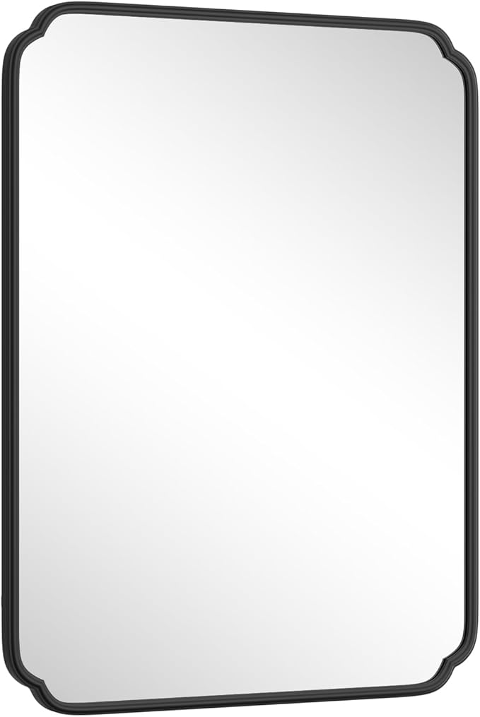 36 x 48 Inch Black Bathroom Vanity Mirror for Wall with Non-Rusting Metal Frame Large Rounded Rectangle Mirror for Over Sink (Horizontal/Vertical)