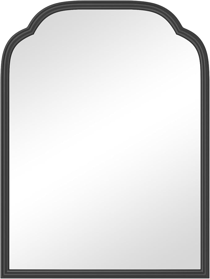 18X24 Inch Black Mirror for Wall with Metal Frame Rectangular Rounded Bathroom Vanity Mirror Anti-Rust, Hangs (Black 18" x 24")