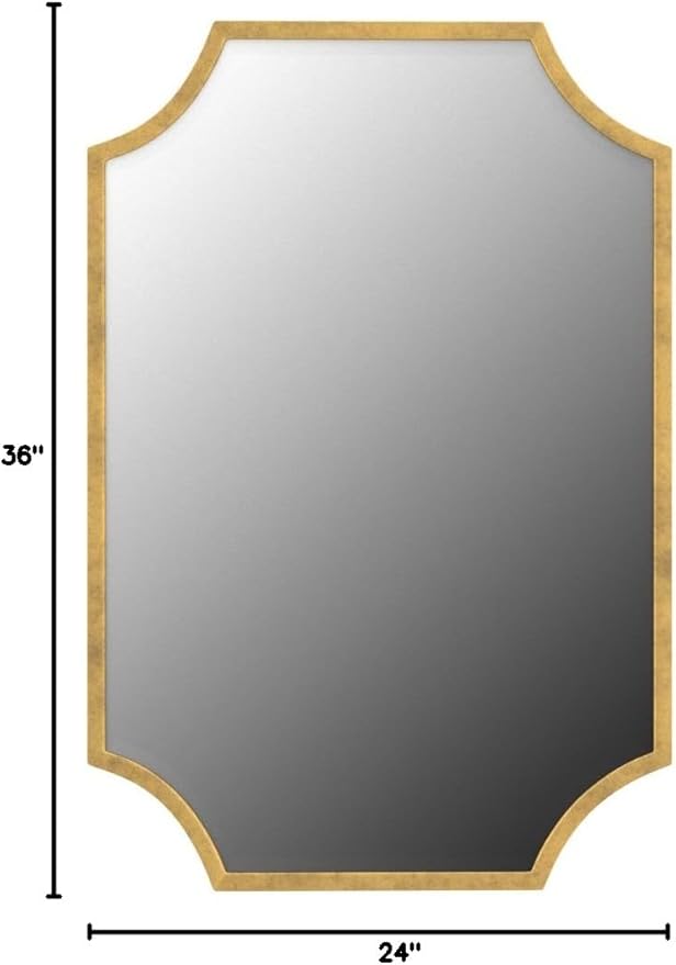 Kelly Miller 24"x36" Gold Mirror for Wall, Gold Scalloped Mirror Vanity Mirror Decorative Wall Mirror Art Beveled Framed for Master Bath Half Bath Living Room Fireplace Mantle Hallyway Entryway