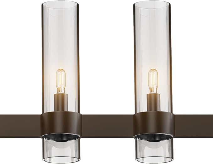 Black Kitchen Island Lighting- 7-Light Linear Chandelier, Adjustable 47'' Modern Farmhouse Rectangle Pendant Light Fixtures, Dining Room, Bedroom