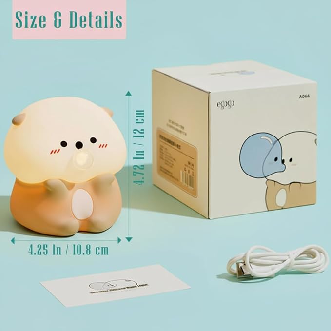 Bubble Blowing Sea Otter Night Light, Otter Gifts, Soft Silicone Lamp with Warm Light and RGB Changing, Breastfeeding Nursery Portable Kawaii Bedside Lamp for Baby, Toddler, Boys and Girls