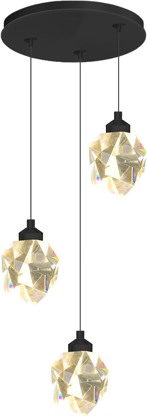 Black Pendant Light Dimmable LED 3-Light Modern Pendant Light Kitchen Island Dining Room Bar