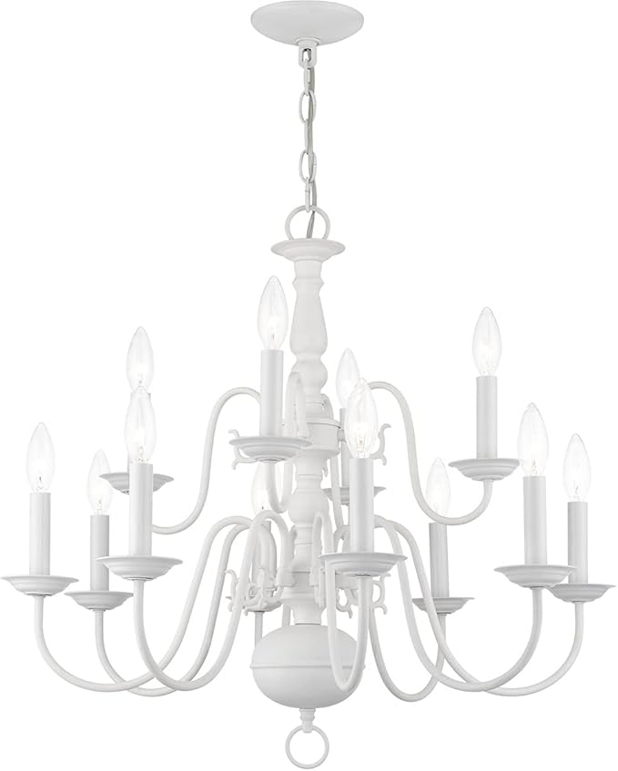 Livex Lighting 5012-03 Williamsburgh 12 Light White Chandelier