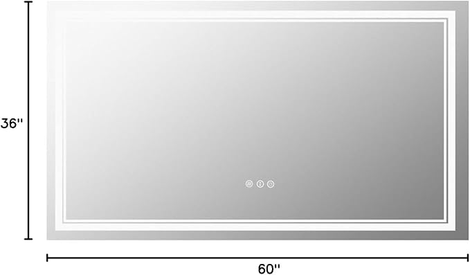 60 x 36 Inch LED Bathroom Mirror with Lights, Large Led Vanity Mirror,Backlit and Front Lighted Bathroom Mirror for Wall,Anti-Fog, 3 Colors Dimmable, Memory,ETL Listed