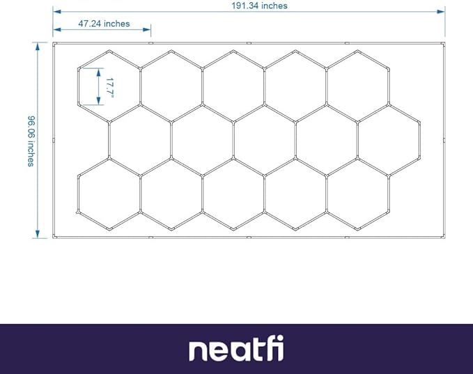 Neatfi LED Hexagon Garage Lights with 60,720 Lumens, 6500K, 552W, IP54, Hexagon Lights for Garage, Auto Shops, Car Detailing, Barber Shops, Beauty Salon, and Gym (15 Hex with Hanging Kit, Cool White)