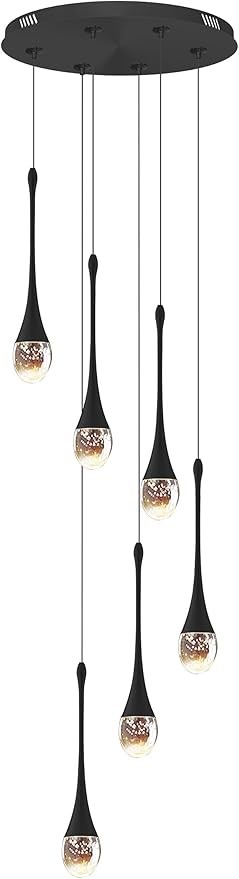 6-Lights Black Dinning Room Crystal Chandeliers Bubble Raindrop Big Crystal Penant Chandeliers Living Room Dimmable 2700-6000k LED Loft Ceiling Lighting Fixture…