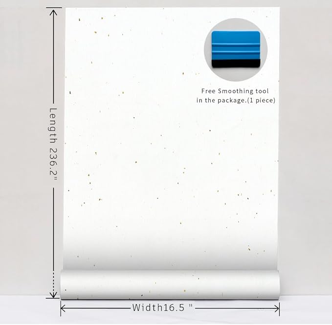 Matte White Grasscloth Textured Wallpaper Natural&Neutral&Handmade Style Thick Peel and Stick Removable for Bedroom,Office,Cabinet(16.5”x236.2”)(Herbaceous Coffee&Silver Powder) M12