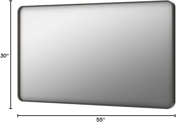 Bronze Bathroom Mirror for Wall, 55x30 Large Brushed Bronze Vanity Mirror for Bathroom, Rounded Rectangle Mirror, Anti-Rust, Shatterproof (Horizontal/Vertical)