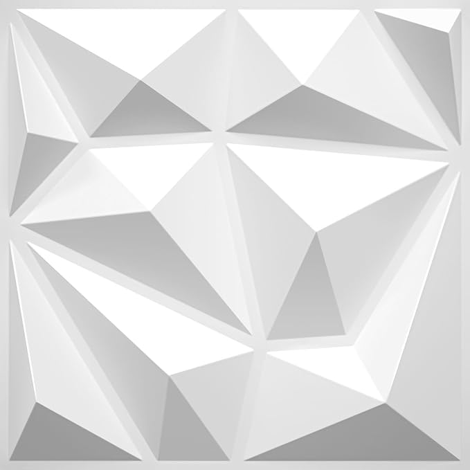 33 Pack Decorative 3D Wall Panels for Interior Wall Decor,12''x12'' White Diamond Design Accent Wall Panles for Living Room,TV Wall Background,Bedroom