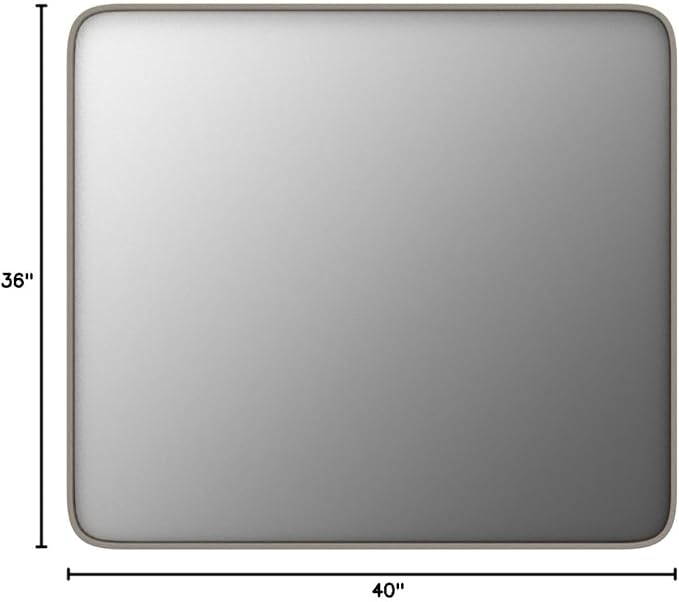 40x36 Inch Brushed Nickel Bathroom Mirror, Brushed Silver Metal Framed Wall Mirror, Rounded Corner Rectangle Modern Vanity Mirror, Tempered Glass, Anti-Rust, Shatterproof (Horizontal/Vertical)