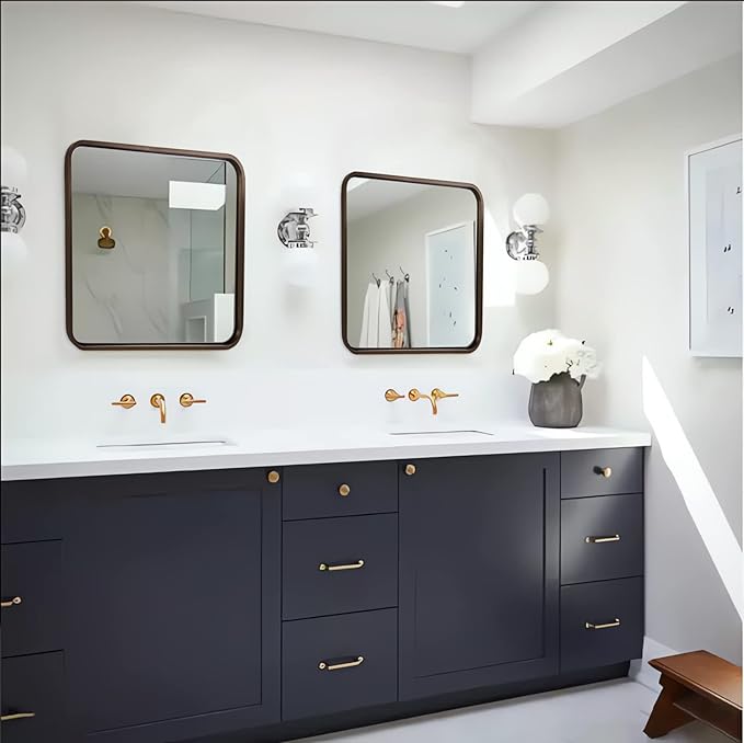 ANDY STAR Bronze Bathroom Mirror, 30x36 InchRounded Rectangle Oil Rubbed Bronze Mirror, Bronze Mirrors for Wall Metal Framed, Iron Tube, 1’’ Deep, Wall-Mounted Horizontally/Vertically