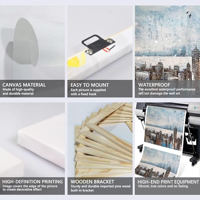 MAMAGO Large City Landscape Wall Deocr Color New York Canvas Print Poster for Living Room Bedroom Office Artwork Framed Easy to Hang-24x36 inch x3pcs