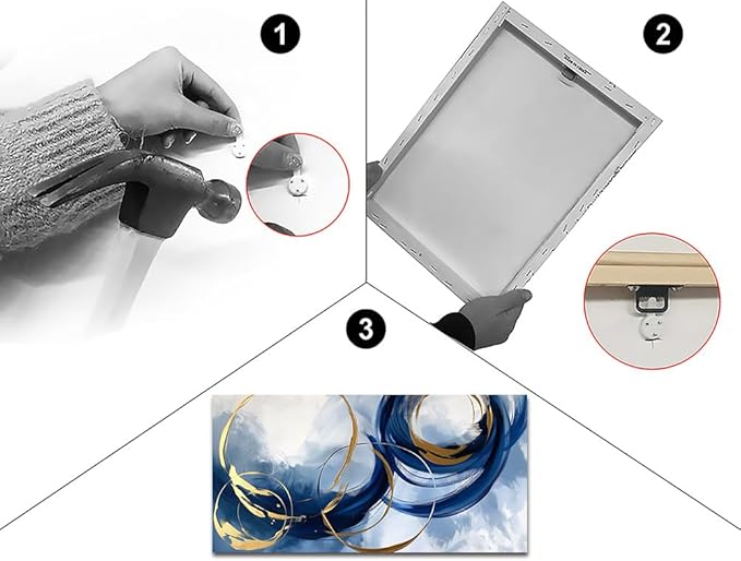 Abstract Wall Art Nave Blue Modern Canvas Pictures Art Print Gold Contemporary Artwork Painting Decor for Living Room Bedroom Home Office Decorations(20"x40")