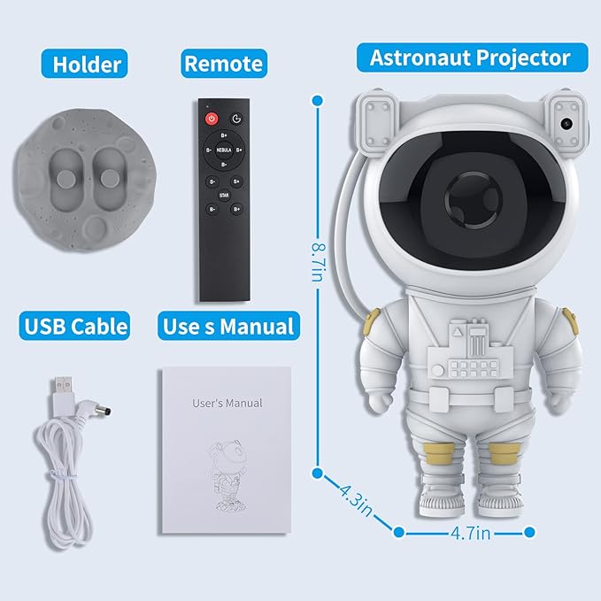 Astronaut Star Projector Galaxy Light with Timer and Remote Control, 360° Adjustable Starry Night Light Projector for Baby/Kids/Adults/Bedroom/Party/Home Decor/Game Room (White)