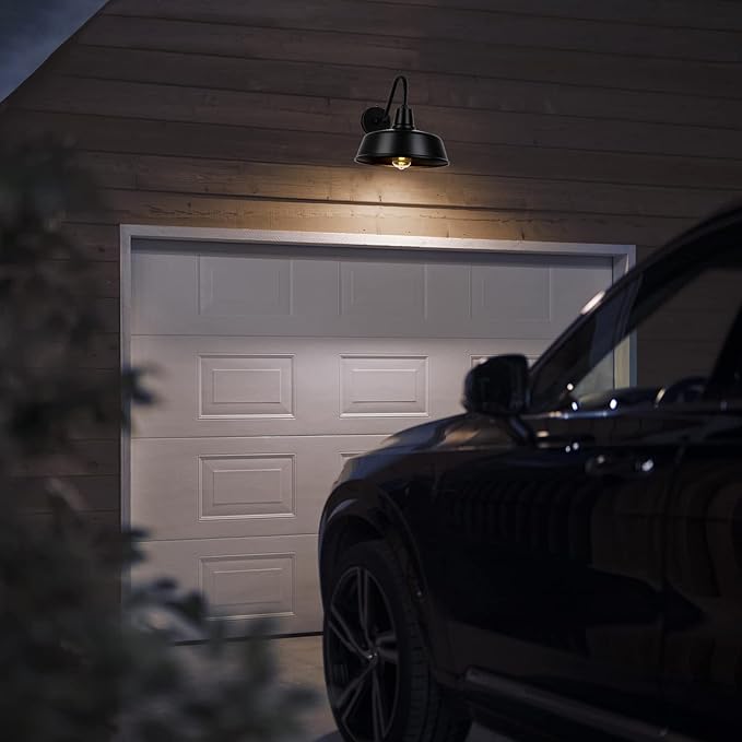 Outdoor Gooseneck Barn Light - Exterior Fixture Sconce Wall Light for Farmhouse, Dusk to Dawn Sensor Front Door Porch Garage Patio Lighting (12.6 inch(2 PCS))