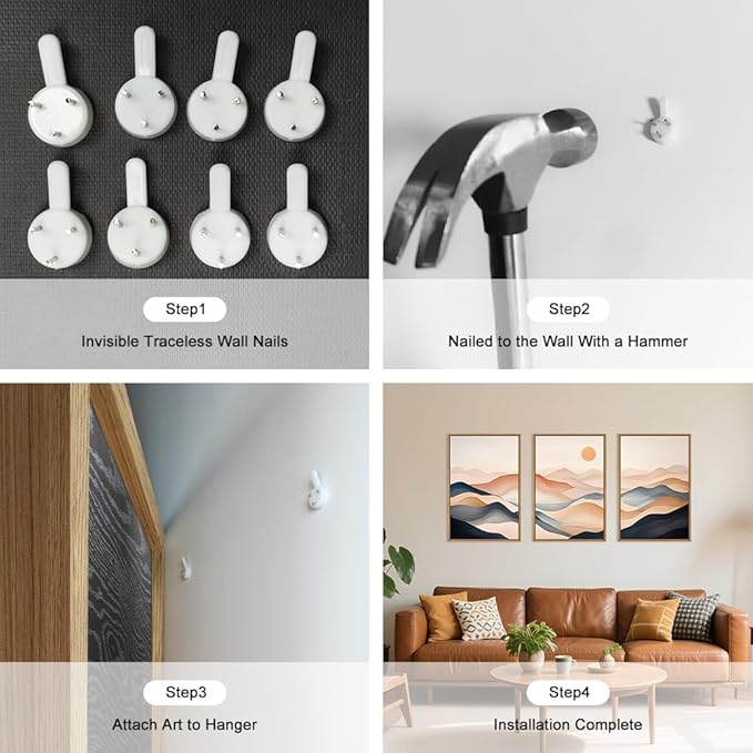 Boho Abstract Mountain Framed Canvas Wall Art Set,Earthy Toned Rustic Sunrise Landscape Wall Decor,Colorful Modern Watercolor Nature Scenery Artwork for Living Room, Bedroom,Farmhouse-24"x36"x3