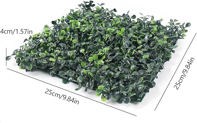 48 PCS Grass Wall Panels, 10"x 10" Artificial Boxwood Hedge Greenery Backdrop Covers, Privacy Hedge Screen for Indoor Outdoor Garden Backyard Fence