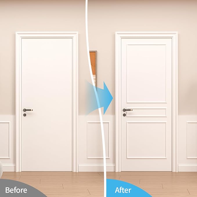 Art3d Premade Peel and Stick Door Moulding Trim Kit, Self-Adhesive Paintable Wainscoting Panels for Frame Decor & Wall Accents, 1 Set-3 Frames