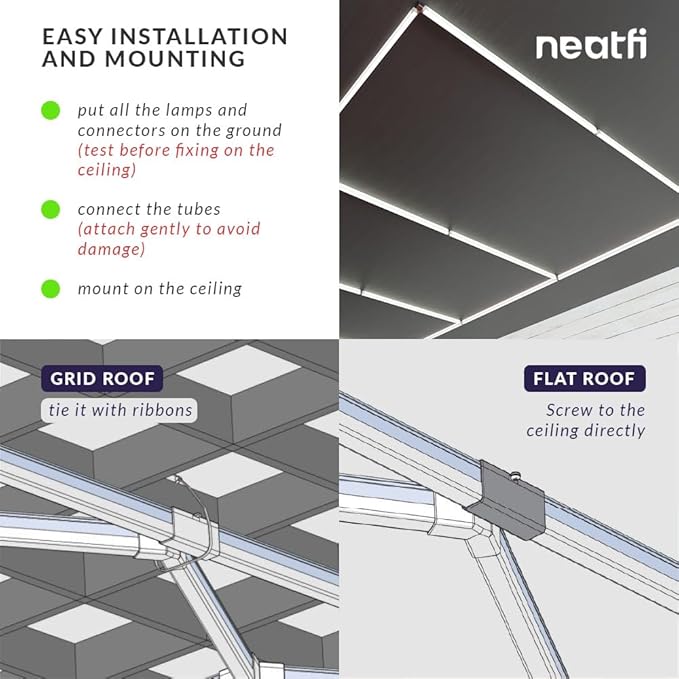 Neatfi LED Garage Ceiling Light, 31,680 Lumens, 6500K, 288W, Ultra-Bright Shop Light for Auto Shops, Car Detailing, Barber Shop, Beauty Salon, Basement, Warehouse, and Gym (4 Panels, Cool White)