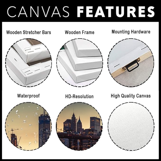 NAN Wind 3PCS New York City Skyline Canvas Wall Art Brooklyn Bridge at Sunset Golden Hour Manhattan Cityscape Pictures Canvas Artwork East River Reflection Modern Urban Home Decor Living Room Office