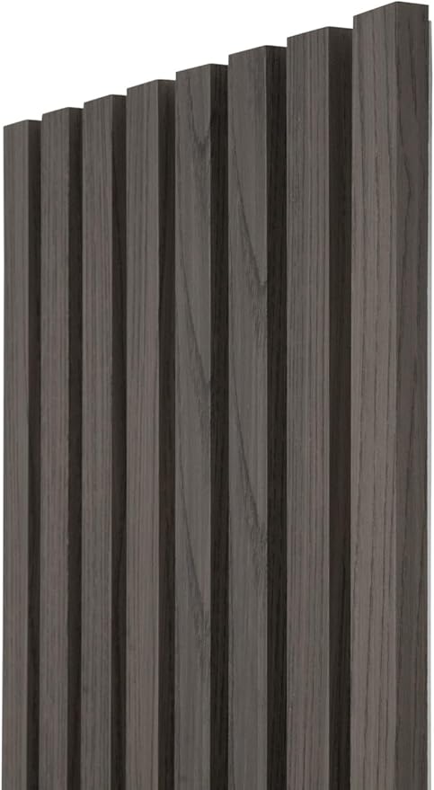 94" x 12.6" 3D Acoustic Slat Wood Wall Panels | Modern Sound-Dampening & Eco-Friendly Design (2-Piece Set) (Mocha Ash)
