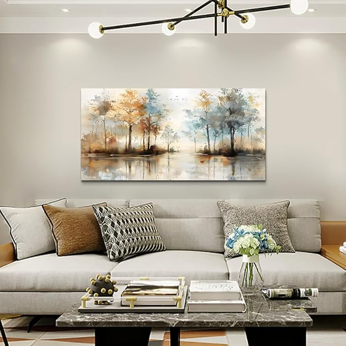 Lapremoly Boho Wall Decor For Living Room Framed Wall Art for Bedroom Abstract Tree Painting Wall Artworks Hang Pictures For Office Decoration Canvas Prints Room Home Decorations Posters 24"X48"