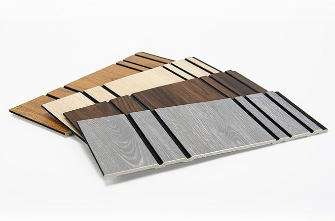 Art3d 4-Pack Glue-On Wall Panels, Wood Grain Texture Interior Wall Decor, 104"x12" Recycled Polystyrene Wainscoting Panels, Low Emission for Living Room Bedroom,Earth Sample