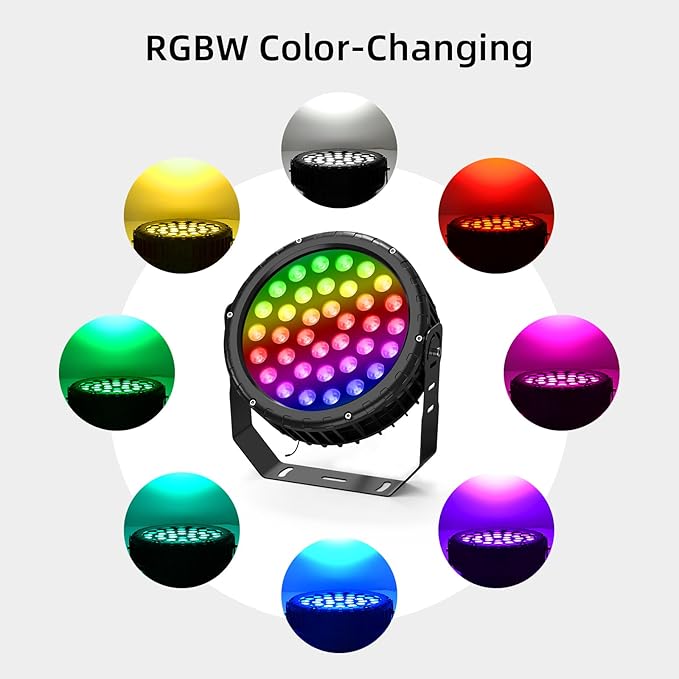 Linkable LED Wall Washer Light with RF Remote, 144W RGBW Color Changing Outdoor Landscape Spotlights, Waterproof Round Stage Lights for Club, Bar, Wedding, Show, Party, Event, Disco