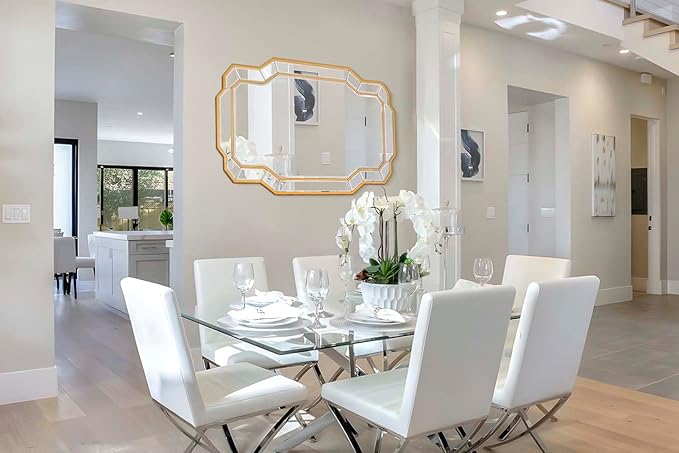 47'' x 32'' Large Gold Mirrors for Wall, Modern Dining Room Mirror with Beveled Glass Wood Frame, Elegant Decorative Mirror for Living Room, Bathroom, Entryway, Bedroom