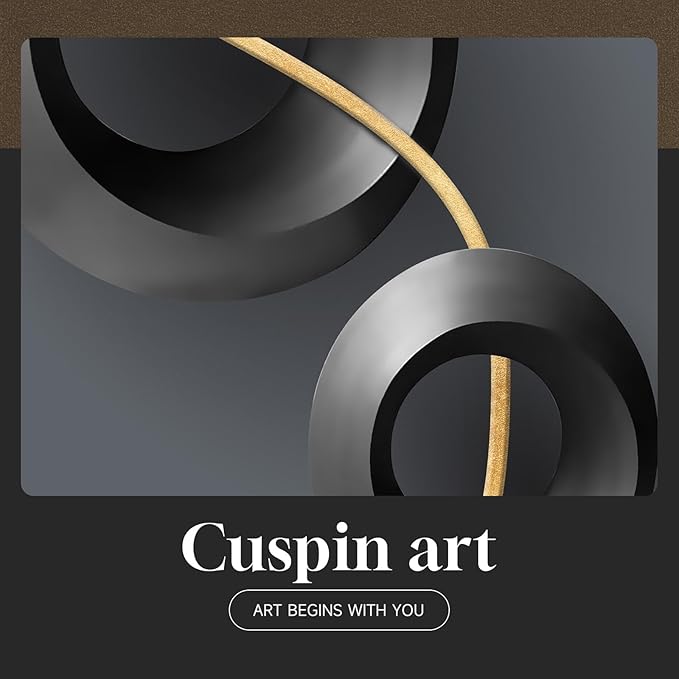 Large Framed Modern Elegant Wall Art for Living Room, 3 Piece Contemporary Luxury Prints Paintings, Black and Gold Abstract Geometric Pictures for Bedroom Entryway Home Office Wall Decor 24x36 In