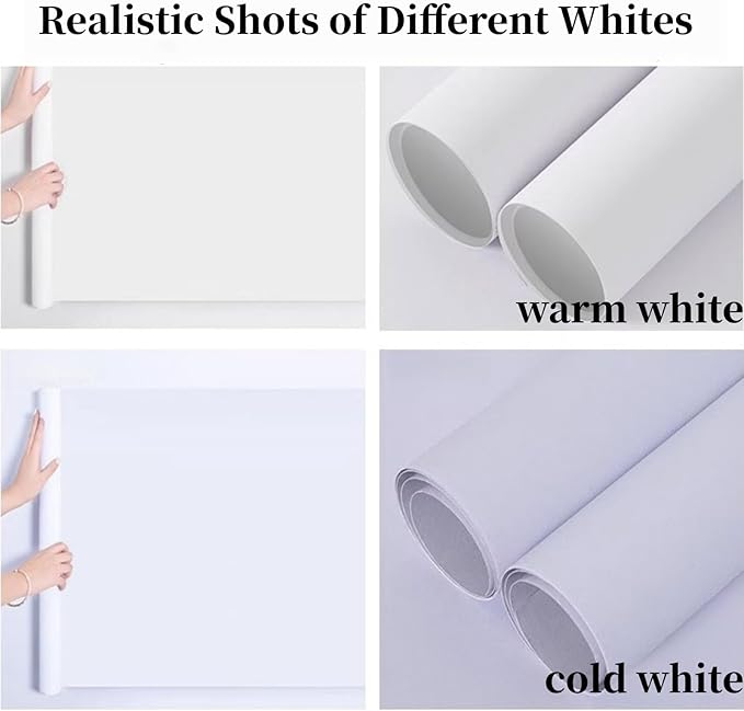 17.51inx118in Peel and Stick Wallpaper White Contact Paper Removable Self Adhesive Modern Warm White Wallpaper for Cabinets Bedroom Bathroom Vinyl Wrap Matte Textured Waterproof DIY Decorative