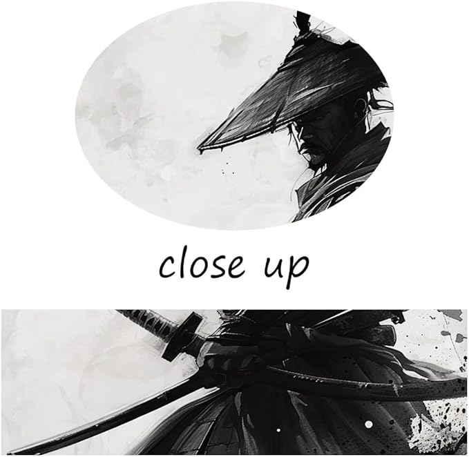 Black and White Warrior Wall Decor Japanese Samurai Wall Art Prints Vintage Japanese Cultural Samurai Pictures Canvas Painting Framed for Living Room Bathroom Bedroom Office (24''W x 36''H)