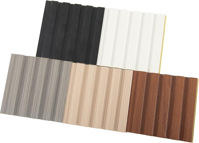 Art3d Slat Wall Panels, WPC Soundproof 3D Wall Paneling for Interior Wall Decor, TV Background, Samples 5-Pack 6 x 6 in.