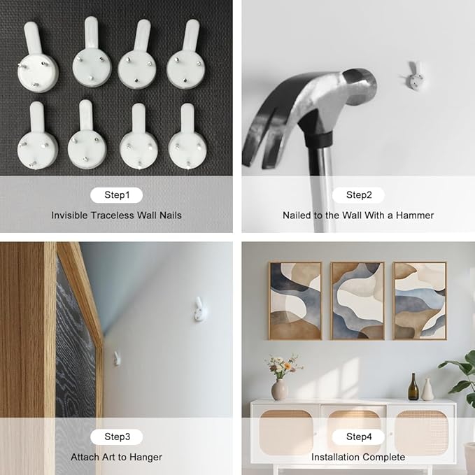 Large Abstract Watercolor Block Framed Canvas Wall Art,Colorful Neutral Geometric Wall Decor,Beige Blue and Brown Artwork,Modern Minimalist Line Art Print for Living Room,Bedroom- 16"x24"x3