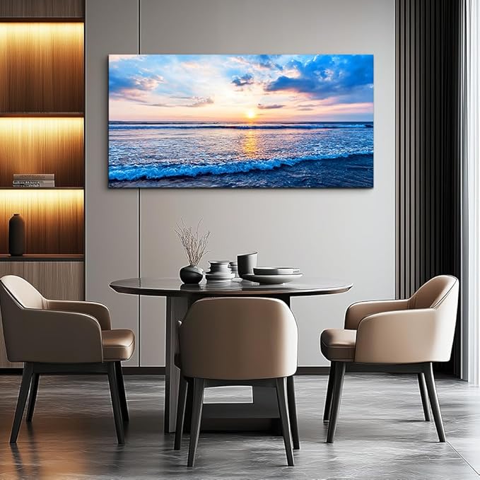 Canvas Wall Art for living room blue beach ocean sea waves landscape Wall Decor Ready to Hang Home Decorations bedroom kitchen bathroom inspirational Canvas prints posters painting wall mural Artwork